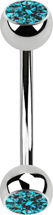 Immagine prodotto Star Piercing Micro banana argento con due sfere di cristallo acqua (Acciaio chirurgico 316L)