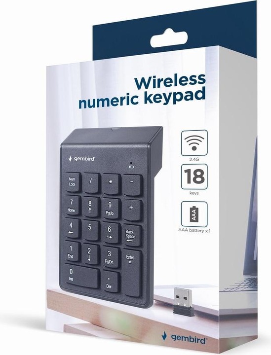 Produktbild Gembird KPD-W-02 Wireless numeric keypad (Eng. Int., Kabellos)