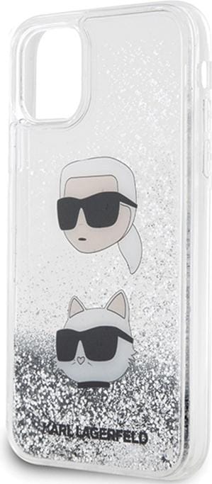 Immagine prodotto Karl Lagerfeld KLHCN61LDHKCNS Custodia rigida per iPhone 11 / Xr 6,1" srebrny/argento Liquid Glitter Karl & Chou (Apple iPhone 11)