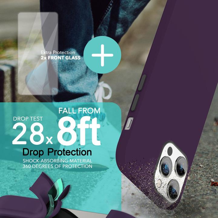 Produktbild Nalia Liquid Silikon Hülle mit MagSafe Funktion & 2x Display Schutzglas (Apple iPhone 14 Pro)