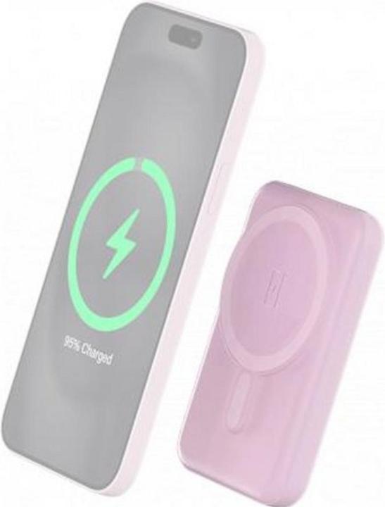 Produktbild Bigben Powerbank Induktionsladegerät, MagSafe Kompatibel Rosa (5000 mAh, 10 W)