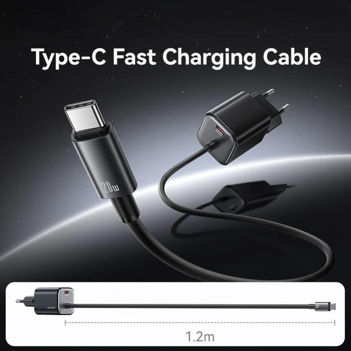 Actual product image Usams Ładowarka sieciowa JC Series CC261 20W GaN Mini Fast Charger 2xUSB-C czarny (20 W, 2 ports)