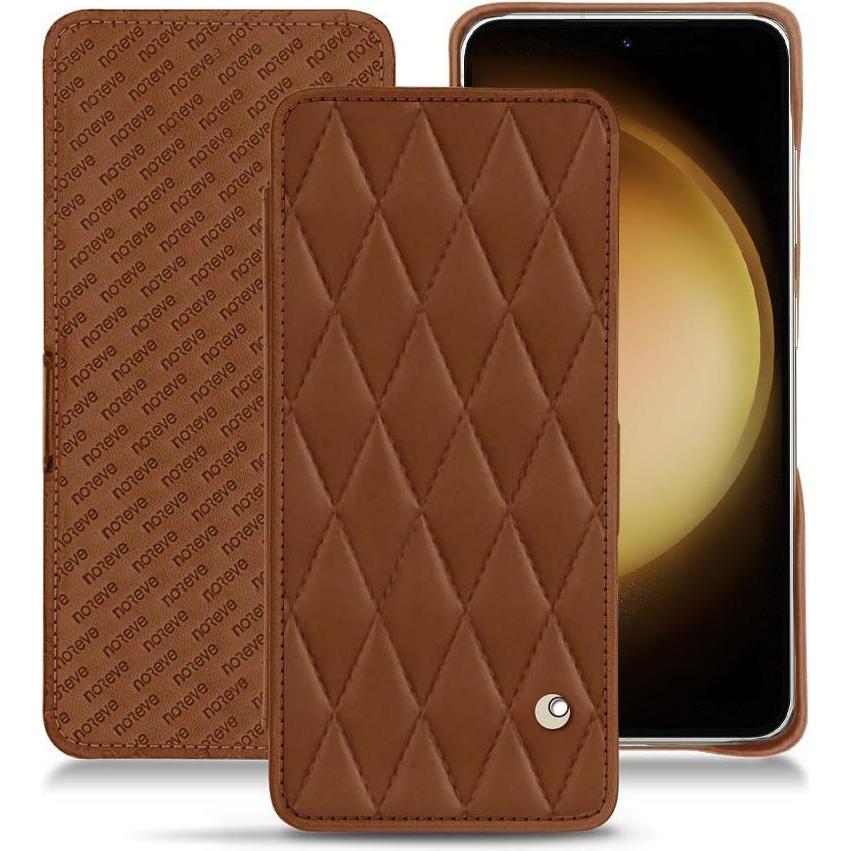Noreve Lederschutzhülle horizontal (Samsung Galaxy S23+), Smartphone Hülle, Braun