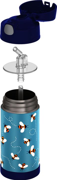 Produktbild Thermos Isolier-Trinkflasche FUNTAINER Straw Bottle, Bienen 0,35 L, doppelwandiger Edelstahl, Verschluss aus (0.35 l)
