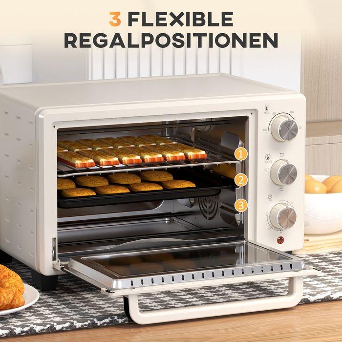 Actual product image Swisshandel24 Mini oven, 3 modes, up to 230° C, 1400W, with accessories, 46x38.5x29cm, cream