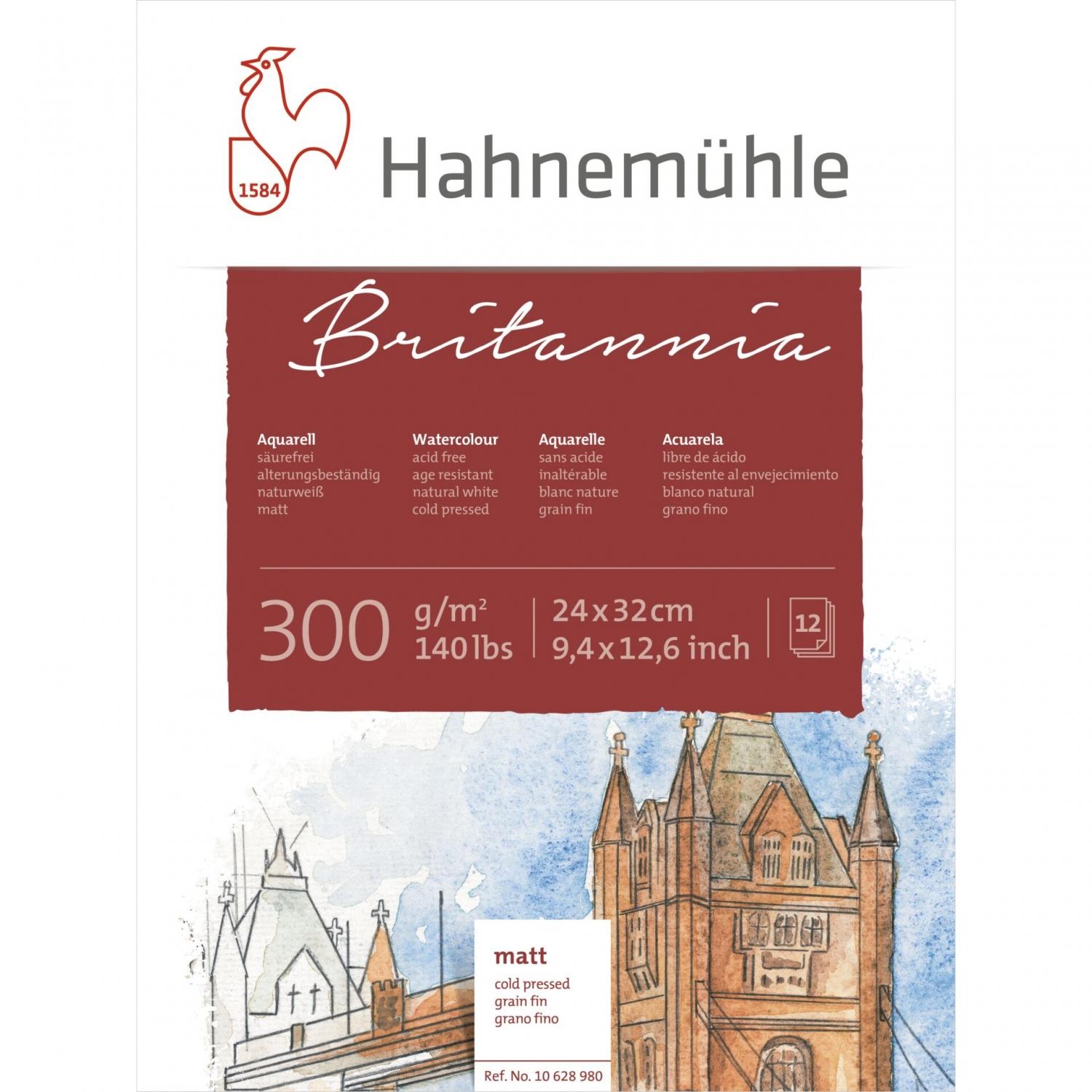 Hahnemühle, Heft + Block, Aquarellblock Britannia 24,0 x 32,0 cm (24 x 32 cm, Blanko, Harter Einband)
