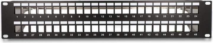 Produktbild Delock 48,30cm (19") Keystone Patchpanel 48 Port mit Entlastungsschienen 2 HE schwarz