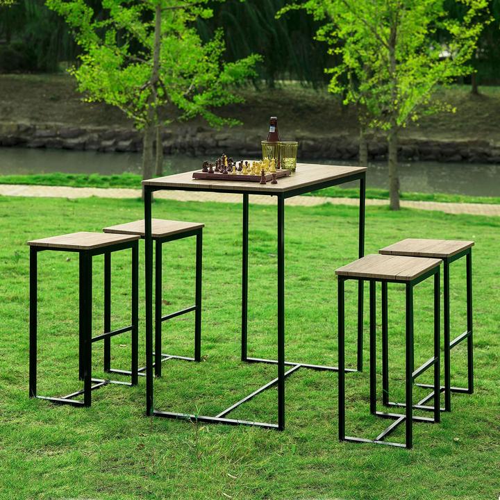Produktbild SoBuy Bartisch mit 4 Hockern (100 x 60 x 96 cm)