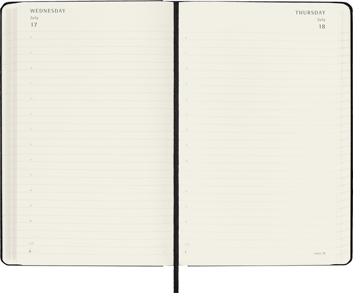 Productafbeelding Moleskine 18 maanden dagelijkse notitiekalender 2024/2025, L/A5, Harde kaft, Zwart (A5, Engels)