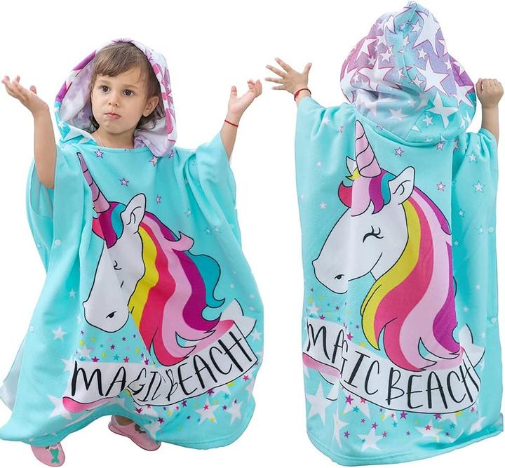 Kaku Badeponcho für Kinder mit Kapuze (4-12 Jahre)