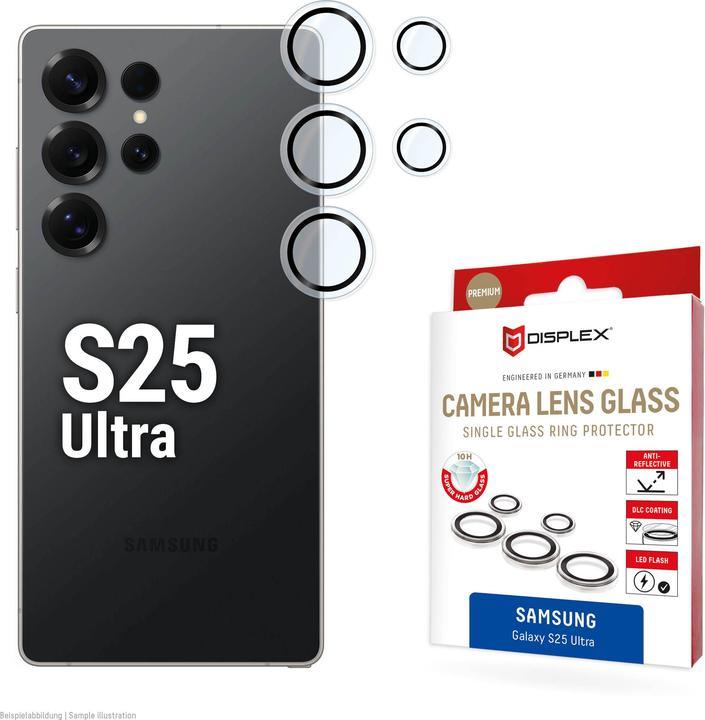 Produktbild Displex Premium Camera Lens Glass, Kamera Schutzglas, Einzelringe (1 Stk., Samsung Galaxy S25 Ultra)