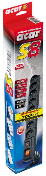 Actual product image Acar S8 Extension Cable 8 AC Outputs Indoor (CEE 7/5, 1.50 m)