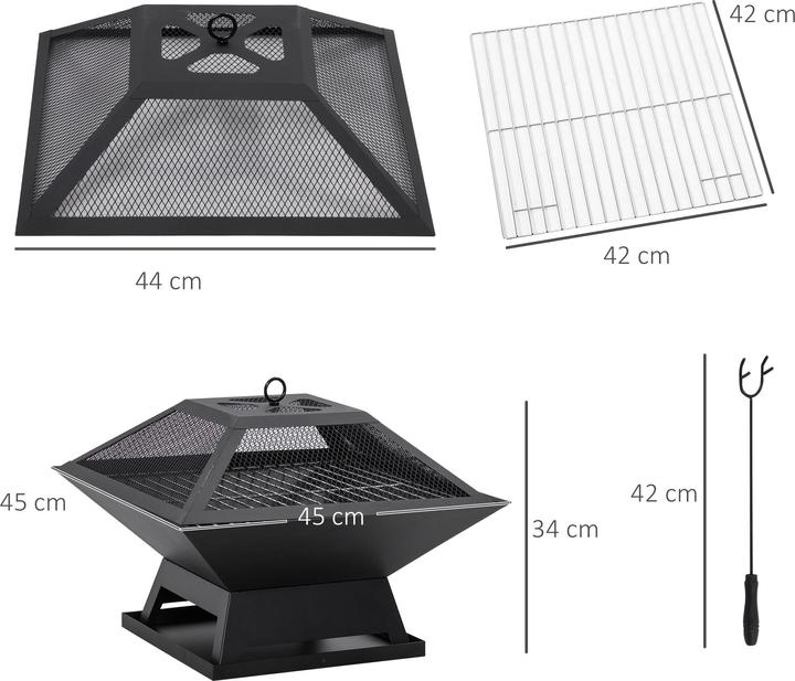 Produktbild Outsunny Feuerstelle mit Grillrost (45 cm)