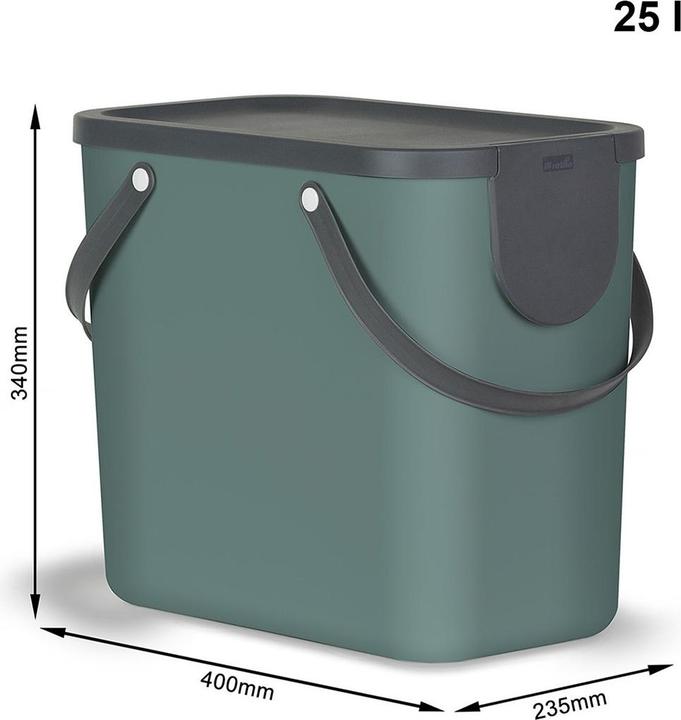 Image du produit Rotho Recycling Müllsystem 25 l ALBULA - Mistelgrün (25 l)