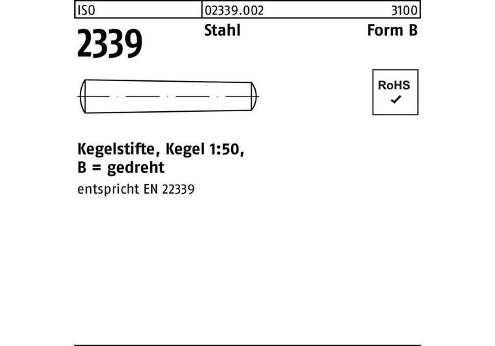 Produktbild Kegelstift ISO 2339 gedreht B 2,5 x 20 Stahl Kegel 1:50 ISO 2339