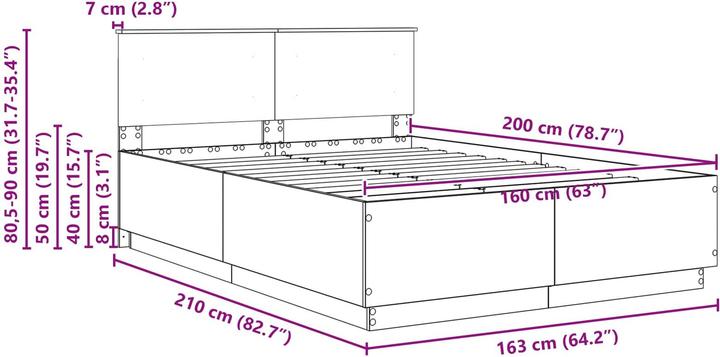 Immagine prodotto vidaXL Moderner Bettrahmen (160 x 200 cm)