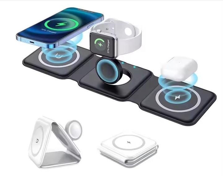 Actual product image 1st Cool 1stCOOL Qi wireless portable charger 3-in-1, MagSafe, black, USB-C (15 W)