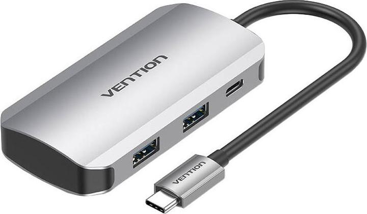 Actual product image Vention Stacja dokująca USB-C do 4x USB3.0, PD 0,15m TNBHB (szary) (USB-C, 5 ports)