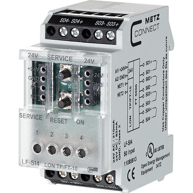 Metz Connect, Energiemessgerät, BTR LF-SI4 FT5000 4xS0-Input11085813TP/FT-10 LON-Modul