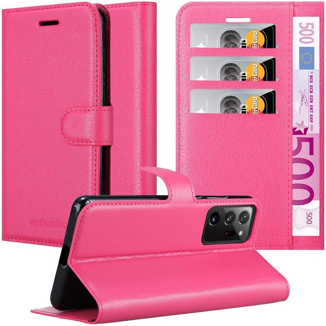Cadorabo Book mit Standfunktion Cover (Samsung Galaxy Note 20+), Smartphone Hülle, Pink
