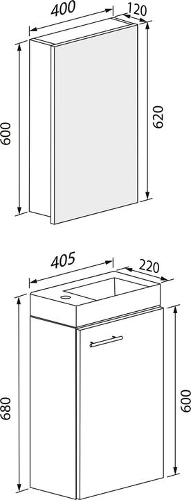 Image du produit VCM 3 pièces WC invités lavabo Slito miroir