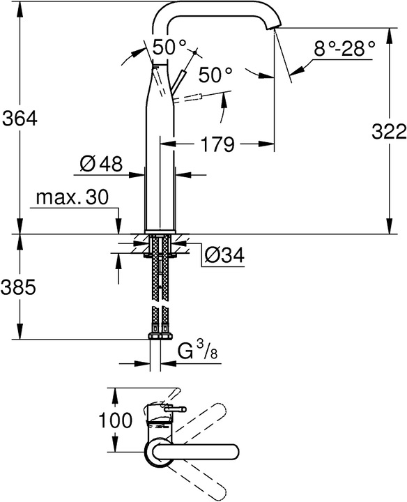 Produktbild Grohe Essence Einhand-Waschtischbatterie XL-Size