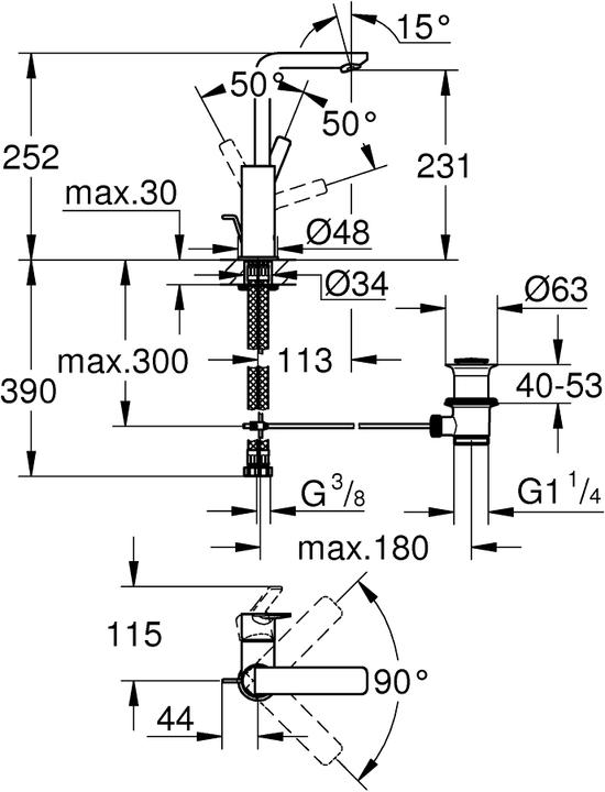 Produktbild Grohe Lineare Einhand-Waschtischbatterie L-Size