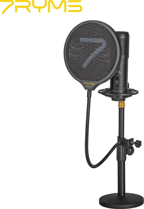 Actual product image 7Ryms 360° Adjustable Microphone Pop Filter with Dual-layer Mask Shield