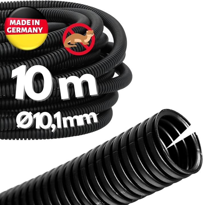 Kalitec 10 metre corrugated conduit slotted NW 10mm I Corrugated conduit open I Marten protection conduit I (1000 cm)
