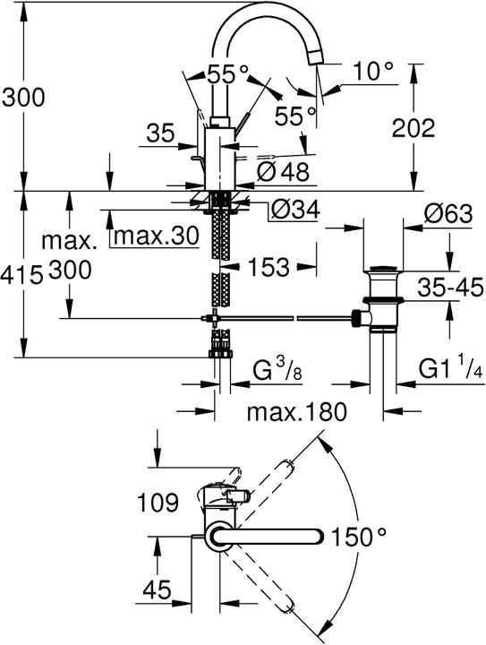 Produktbild Grohe Eurosmart Cosmopolitan Einhand-Waschtischbatterie L-Size