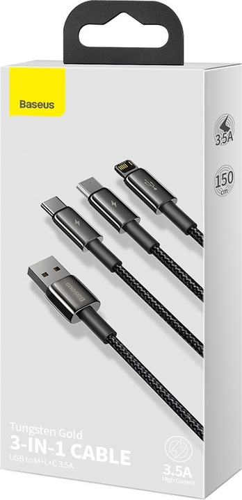 Actual product image Baseus USB A – USB C, Lightning, USB Micro B (1.50 m, USB 2.0)
