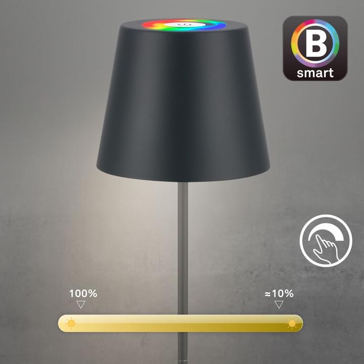 Image du produit Briloner COLORIS Smart Bluetooth RGB/W Lampe de table LED rechargeable, anthracite, App (300 lm)