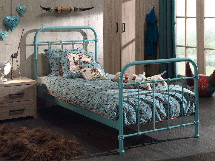 Produktbild Vipack Metallbett New York Türkis (90 x 200 cm)