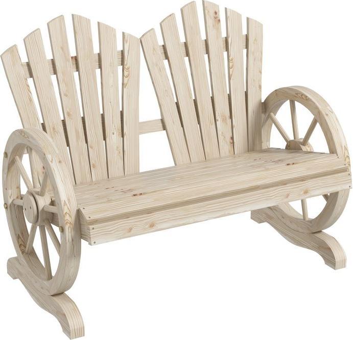 Produktbild Swisshandel24 Gartenbank mit Armlehne, Rustikale Bank, Massivholz, Naturholz, 108x66x95 cm