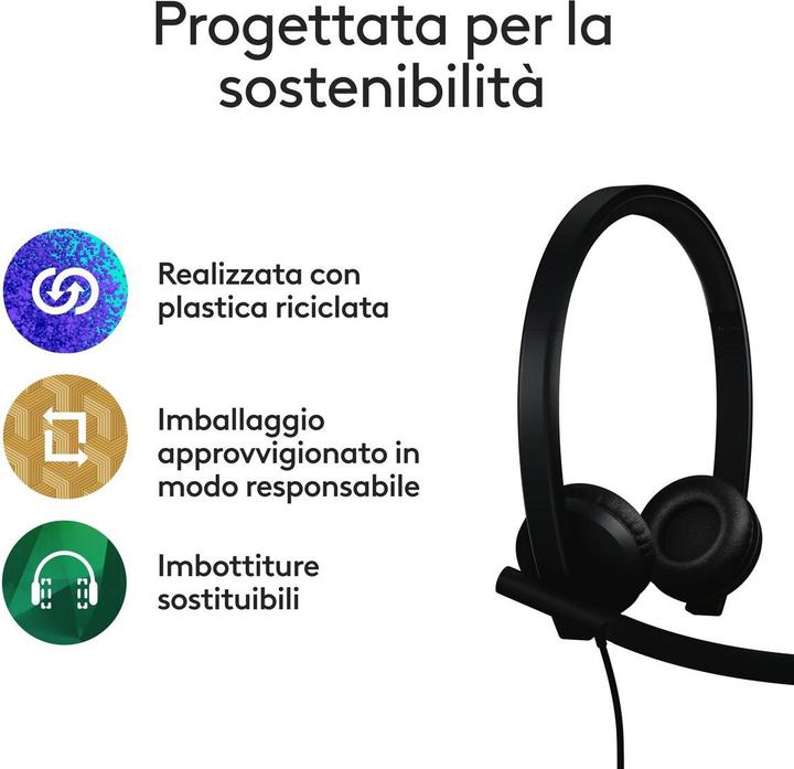 Actual product image Logitech USB Headset Stereo H570e (Cable, USB-A, Microsoft teams)