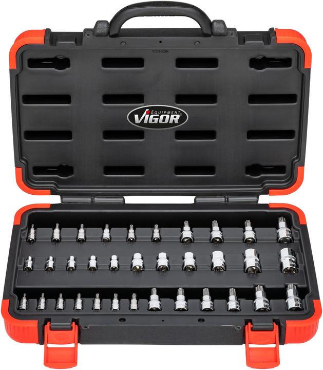 Image du produit Vigor Jeu de douilles T ∙ V1781N ∙ Carré creux 1/4 pouce (6,3 mm), Carré creux 3/8 pouce (10 mm), C…