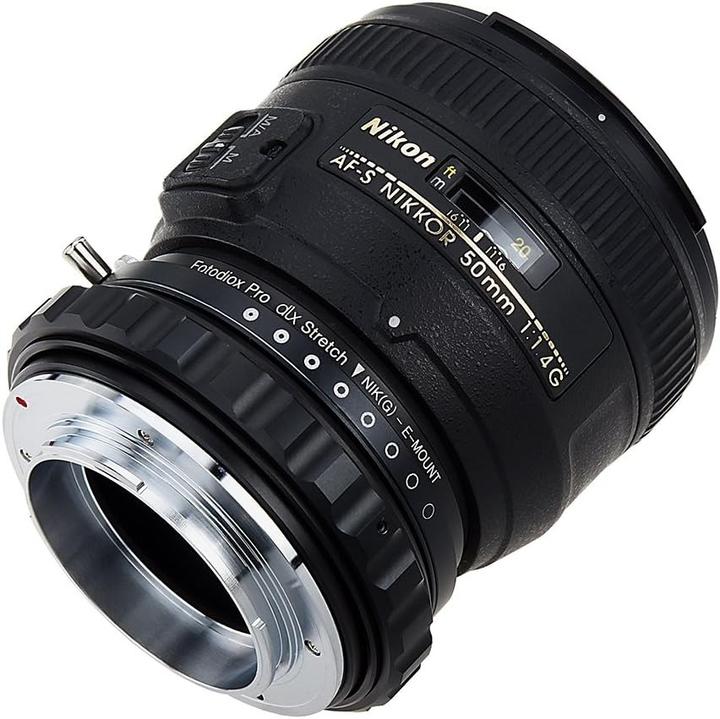 Actual product image Fotodiox DLX Nikon F Mount G-Type to Sony Alpha E Stretch Mount Adapter