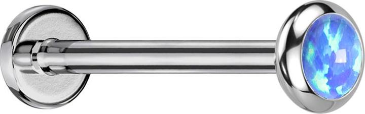 Produktbild Star Piercing Micro Threadless Labret silber Scheibe abgerundet Opal blau (ohne Messing, Titan)
