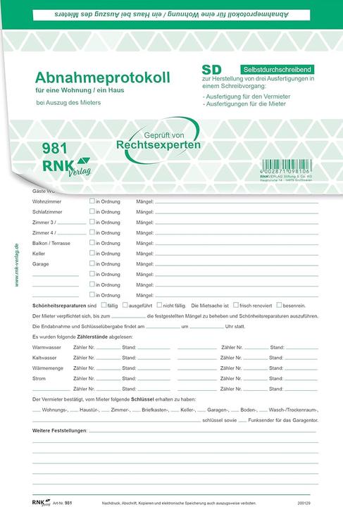 Produktbild Roth Wohnungsabnahmeprotokoll