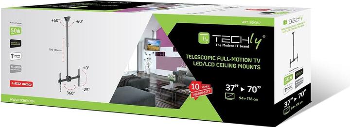 Image du produit Techly Support long pour plafond télescopique (Plafond)
