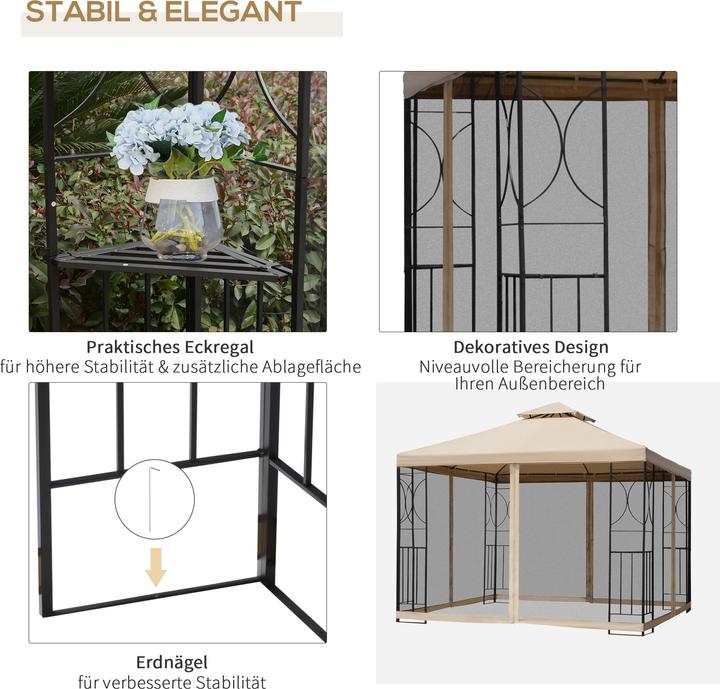 Image du produit Outsunny Pavillon métallique avec moustiquaire (300 cm, 298 cm)