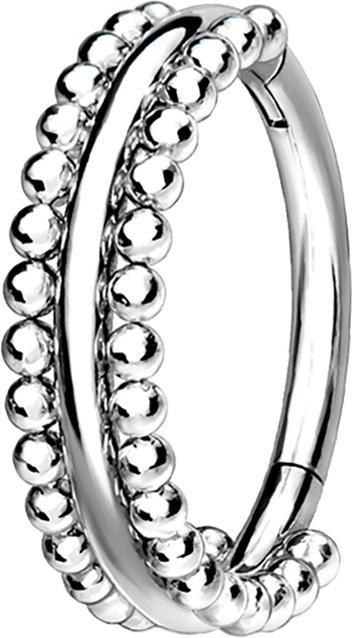Actual product image Star Piercing Micro segment ring hinged silver double line with balls (without brass, Surgical steel 316L)