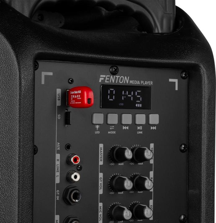 Actual product image Fenton Speaker Bluetooth - FT15LED MK2 karaoke box met LEDâ€™s, accu en microfoon - Voor (Active, 1x 800 W)