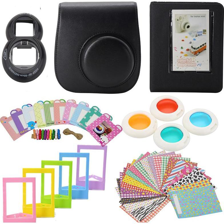 JTI Zubehörset für Fujifilm Instax Mini 8/9 - Schwarz (Kamera Zubehörtasche), Kameratasche, Schwarz