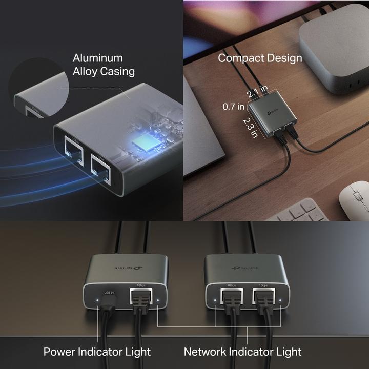 Produktbild TP-Link EH210, Schwarz, Metall, 0 - 40 °C, 10 - 90%, 58 mm, 53 mm (USB, RJ45 (3x))