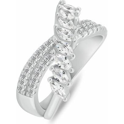 Brilio, Ring, Silver - Sparkling Silver Ring for Women with Zircons RI131W - Circuit: 52 mm, (52)