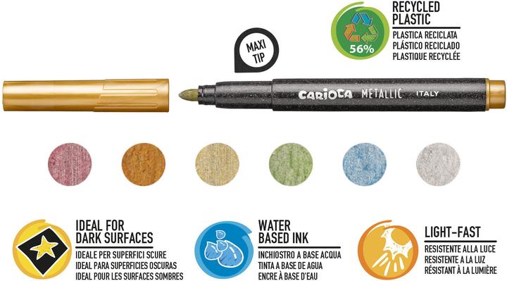 Produktbild Carioca Fasermaler Metallic E-6 Mehrfarbig (6x)