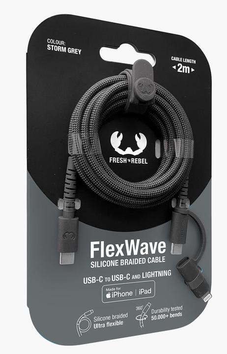 Actual product image Fresh'N Rebel Fresh 'n Rebel USB-C Combo Cable Grey (2 m, 60 W)