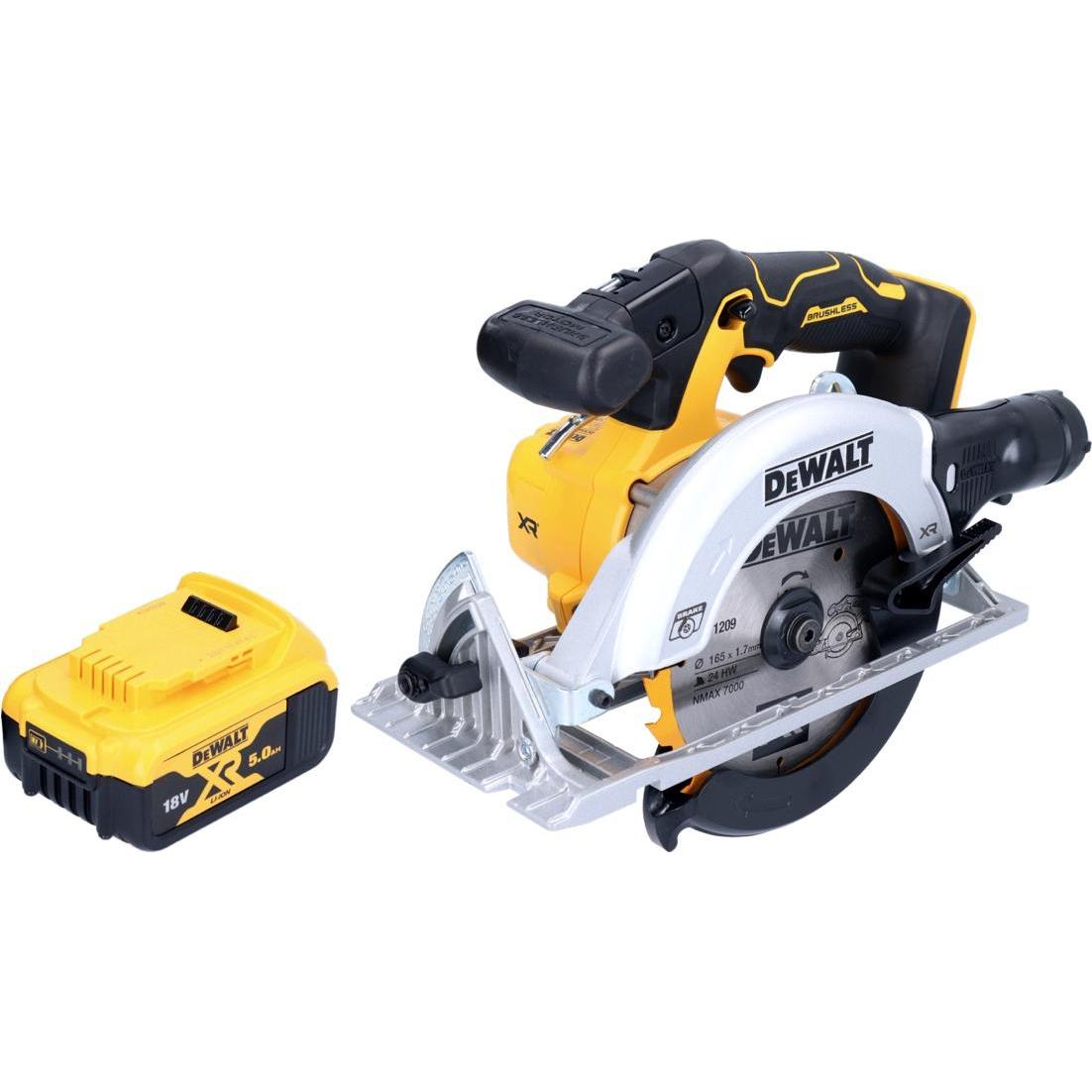 Thumbnail - DeWalt, Handkreissäge, DCS 565 N Akku Handkreissäge 18 V 165 mm Brushless + 1x Akku 5,0 Ah - ohne Ladegerät