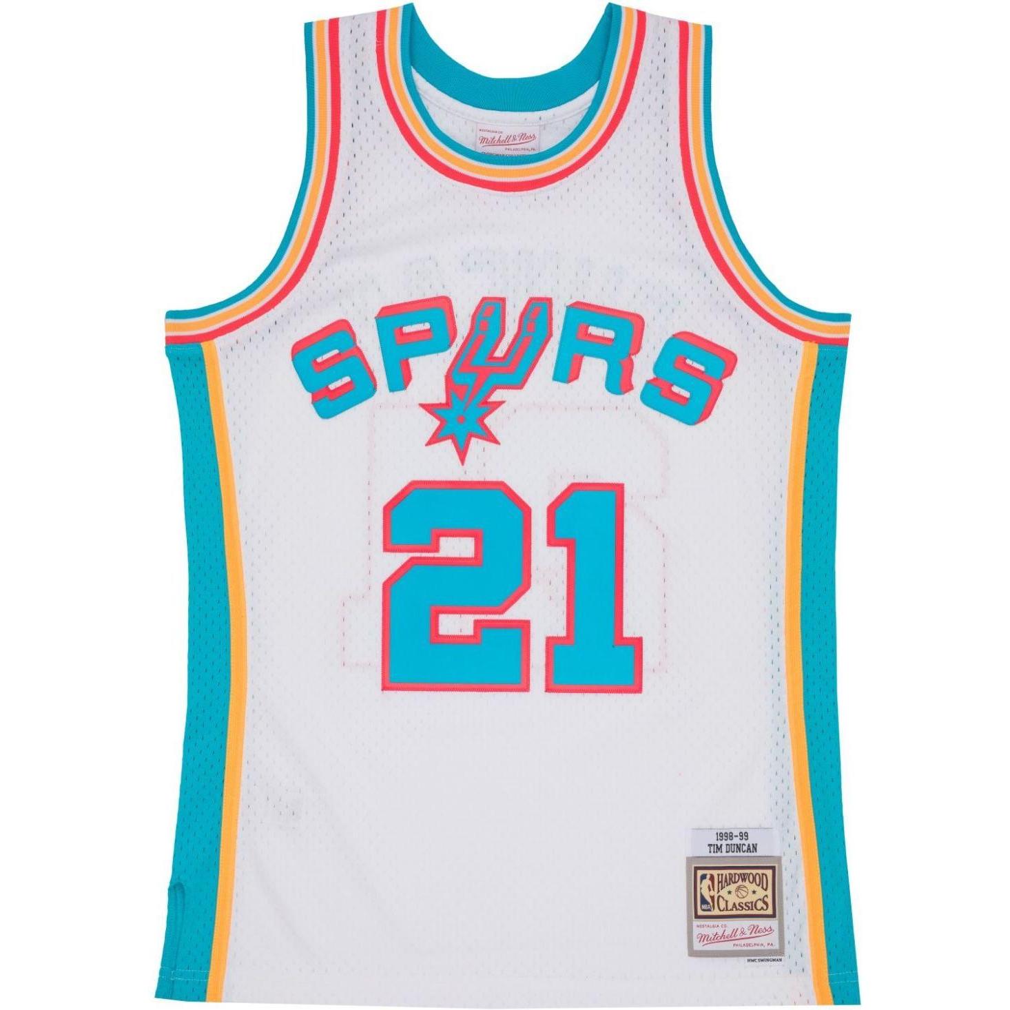 Mitchell & Ness, Herren, Sportshirt, Swingman Jersey San Antonio Spurs TROPICAL Tim Duncan - XL (XL), Weiss, XL
